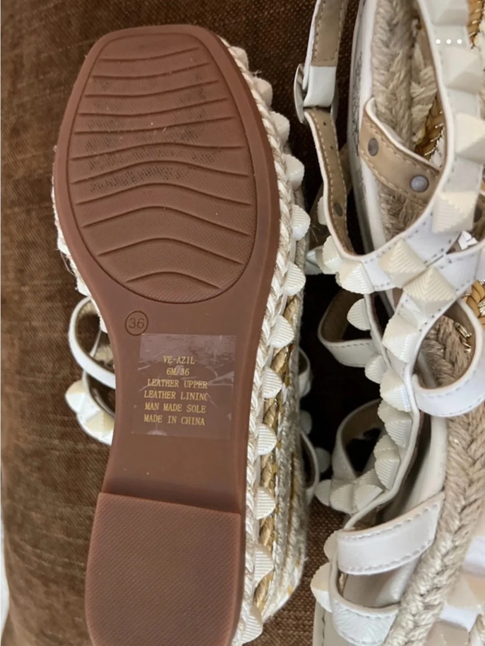 Vince Camuto Ivory Studded Espadrille Wedge Sandals